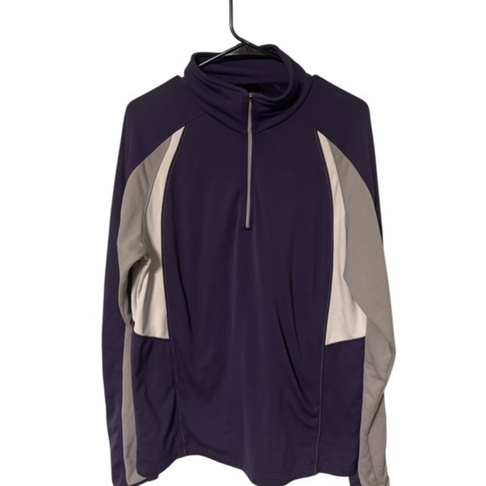 Men's Purple and Gray Zip-Up Sweater